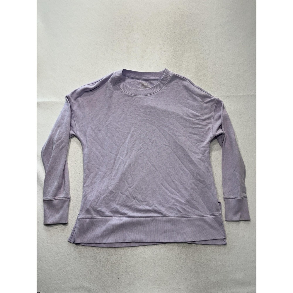 Time And Tru Sweatshirt Womens S Purple Crew Neck Terry Long Sleeve Pullover